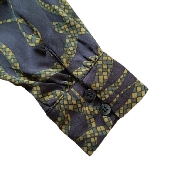 Richard Allan x H&M NWOT Women's Shirt Midi Dress Size 4 Brow/ Green Printed - Picture 8 of 12